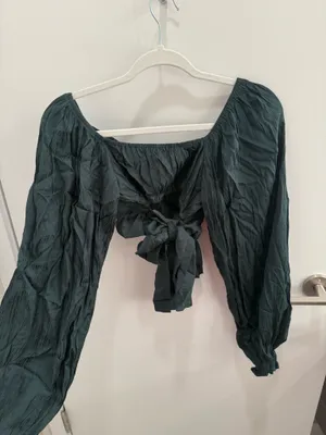 12th Tribe Dark Green Tie-Back Crop Top Size Small thumbnail 4