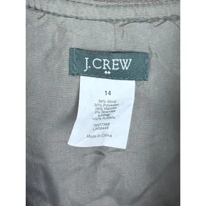 J.Crew Olive Brown Wool Ruffle V-Neck Shift Dress 14 Dark Academia Office thumbnail 3