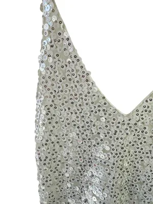 NWT Lulus White Sequin Mini Slip Dress Spaghetti Strap Party Size XXS thumbnail 3