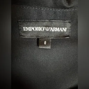 Emporio Armani Black 100% Wool Belted Dress Size 8. G#26 thumbnail 8