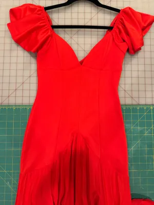 ASOS Red Flutter Sleeve V-Neck Maxi Gown thumbnail 14