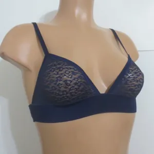 Victoria’s Secret Navy Blue Leopard Print The Naked's Triangle Bra Bralette thumbnail 3