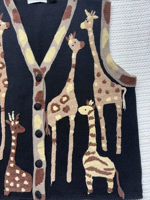 Vintage Bellepointe Black Knit Giraffe Button Vest Size M thumbnail 7