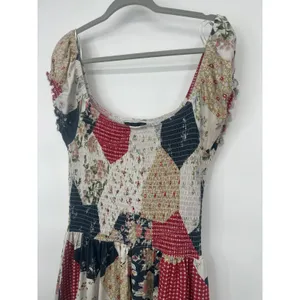 Urban Outfitters Maxi Dress Womens L Patchwork Smocked Boho Cottagecore Prairie thumbnail 3