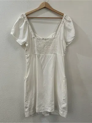 Madewell Linen-Cotton Puff-Sleeve Mini Dress in‎ Lighthouse Size 6 thumbnail 9