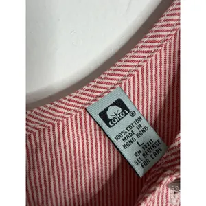 Marsh Landing Red White Pinstripe Overall Shortalls Romper w/ Pockets‎ Large thumbnail 5