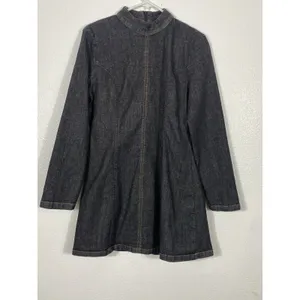 Zara Black Long-Sleeve Mini Dress with High Neck Size XL 97% Cotton thumbnail 4