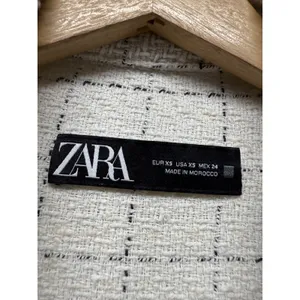 ZARA Oversized Tweed Shacket Overshirt‎ Women XS Ivory Check Textured Oversized thumbnail 4