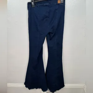 Judy Blue Super Flare Jeans Size 7 28 Dark Wash Pull-On Seamed Front Raw Hem thumbnail 4
