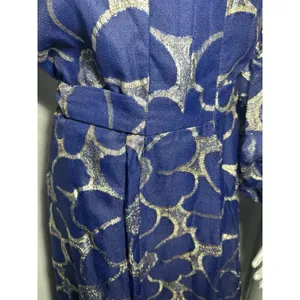 VTG CLIFTON WILHITE 18 Blue Metallic Floral Long Sleeve Gown Couture Dress thumbnail 11
