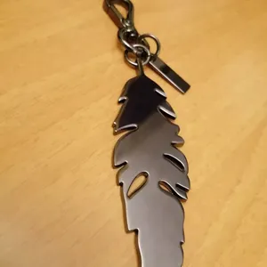 Jessica Simpson Pewter Solid Feather Color Keychain Bag Charm, Luggage Charm thumbnail 4