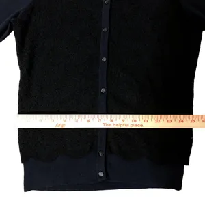 Ann Taylor Cardigan Sweater Womens S Used Navy with Black Lace Front thumbnail 11