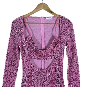 MI558 Sexy Cutout Sparkly Sequin Mini Dress Pink Glam Party Birthday Size S thumbnail 3