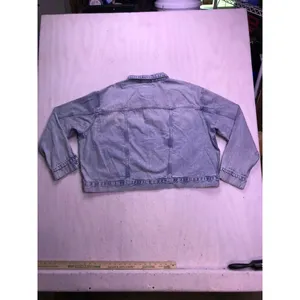 H&M‎ &Denim Trucker Jacket Women 3XL Blue Acid Wash Oversized Jean Coat thumbnail 12