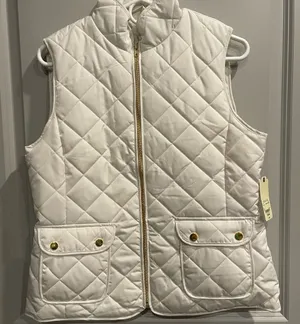 St. John’s Bay Ivory Quilted Vest with Gold Buttons thumbnail 1