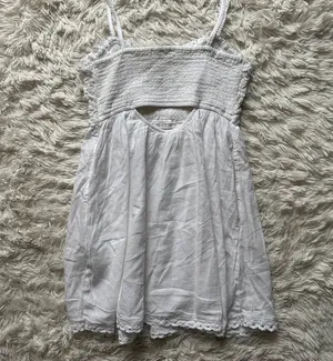 American Eagle Ruffle Upper Back Cutout White Mini Dress New With Tags Size M thumbnail 8