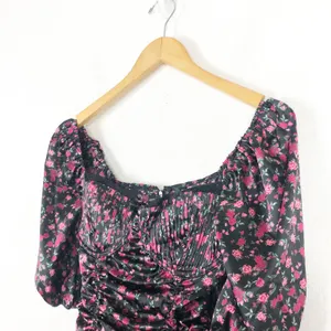 For Love and Lemons Melrose Mini Dress Medium Floral Puff Sleeve Ruched Corset thumbnail 7
