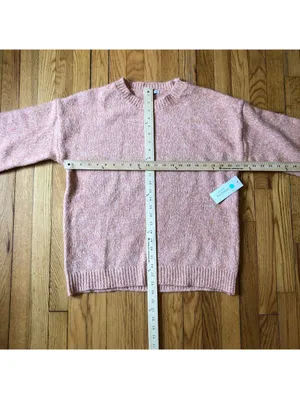 Pink Clover NWT Pink Heathered Crewneck Pullover Sweater Size L thumbnail 4