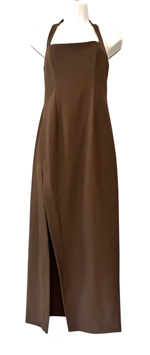 L'Academie Jade Midi Dress Brown Square Neck Halter NWT S thumbnail 1