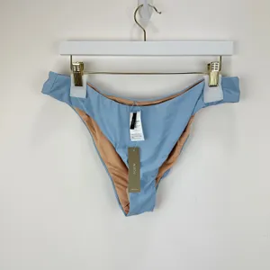 J.Crew Curved Waist Cheeky Bikini Bottom Beach Swim Minimalist Blue Large NWT thumbnail 5