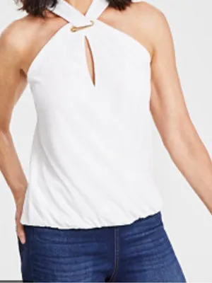 Inc white sleeveless halter top thumbnail 6