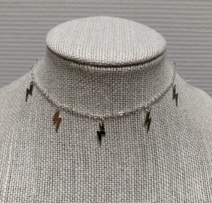 Silver Lighting Bolt Costume Jewelry Necklace thumbnail 2