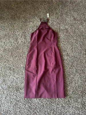 By Anthropologie Halter Cutout Slim Midi Dress in Cherrywood thumbnail 5