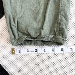 Aerie Linen Blend Paperbag Waist Cargo Joggers in Army Green Small thumbnail 9