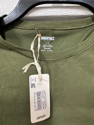 SMOOTHEZ By Aerie Cotton Blend BESTEES Short Sleeve Crew T-Shirt Green Large thumbnail 2
