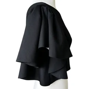 Elliatt Komodo One Shoulder Ruffle Sleeve Crop Top M Black Coquette Vampy Goth thumbnail 4