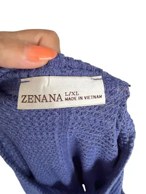 ZENANA Blue Waffle Knit Long Sleeve Size L/XL thumbnail 7