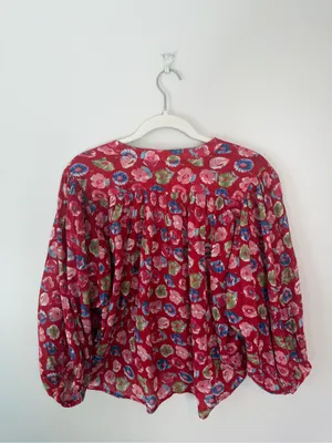 Anthropologie Pilcro The Sidney Batwing Blouse Red Floral XS NEW thumbnail 3