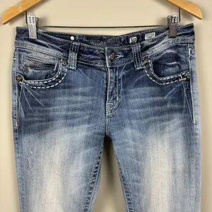 Miss Me‎ Boot Jeans 30 Blue Denim Y2K Cross Bling Studded Pockets Stretch Denim thumbnail 2