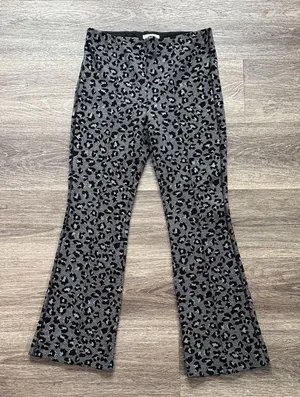 Maeve by Anthropologie Black and Gray Leopard Knit Flared Pants thumbnail 1