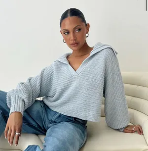 Princess Polly Wester Ribbed Sweater Blue thumbnail 1