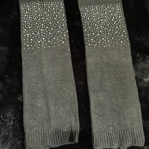 Black Knit Arm/Leg Warmers with Rhinestone Embellishments – Stylish & Cozy thumbnail 3