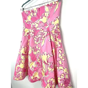 Lilly Pulitzer Day Lilly Hotty Pink Day Dress Pockets Strapless Size 6 A Line thumbnail 5
