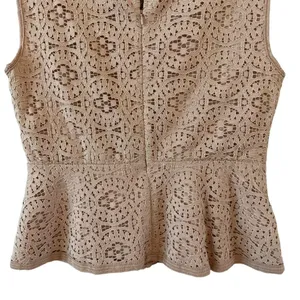 Ann Taylor Lace Sleeveless Top in Beige thumbnail 4