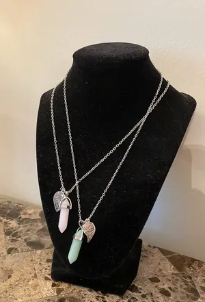 Silver Heart Best Friend Crystal Stone Necklaces thumbnail 13