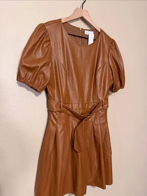 Lost + Wander Faux Leather Dress Size Medium NWT Set The Scene Mini Dress thumbnail 4