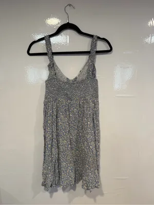 Blue Floral Ruffle-Trim Sleeveless‎ American Eagle summer dress thumbnail 4