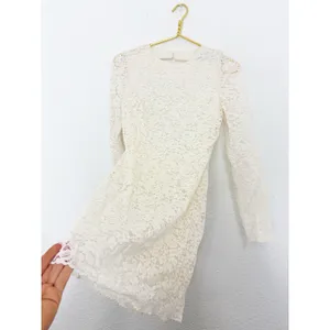 NWT Zara White Lace Long Sleeve Open Back Mini Dress Size Small Bridal Chic thumbnail 11