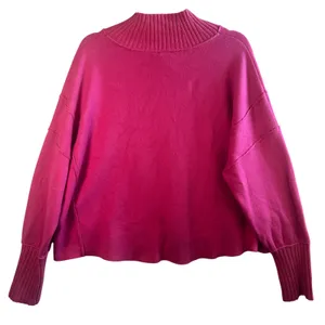 Maeve Anthropologie Heart‎ Mock Neck Sweater Pink Viscose Cotton Knit Small Pink thumbnail 2