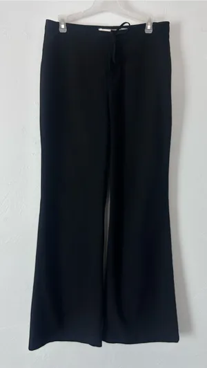 Black Wide-Leg Drawstring Trouser Pants thumbnail 1