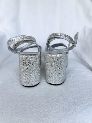Olivia Miller Women's Silver Glitter Capricorn Platform Heels Size 9 thumbnail 7