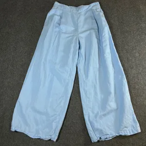 Vineyard Vines Womens Blue Linen Blend Wide Leg Crop Pants Size M High Rise thumbnail 1