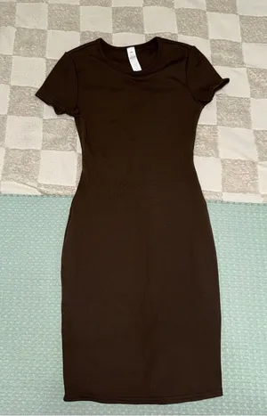 NWOT Alo Yoga Wellness Rib Tee Dress Espresso Size XS thumbnail 1