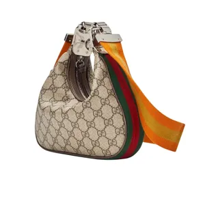 Gucci Supreme Canvas Attache Small Crossbody Purse 2 straps Moon Crescent Luxury thumbnail 2