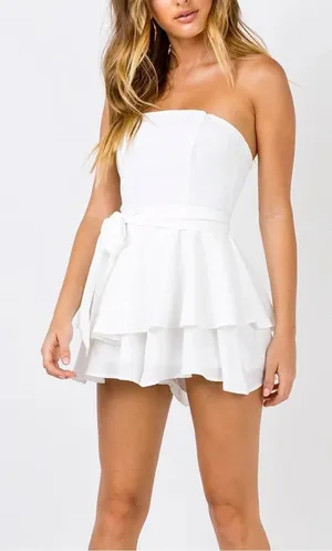 PRINCESS POLLY Rolla Romper in White thumbnail 1