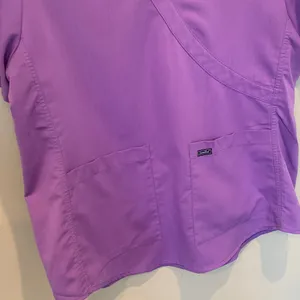 Sanibel Scrubs Women’s Large Light Purple Faux Wrap Short Sleeve Scrub Top thumbnail 4